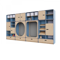 Детская стенка с местом для хранения и зонами отдыха из коллекции «НЕГА» (цвет голубой) - «globural.ru» - Новый Уренгой