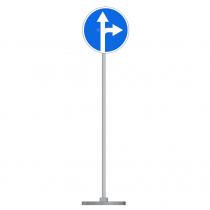 Знак дорожный " Движение прямо или направо" 4.1.4  типоразмер 40 на стойке с основанием 3кг - «globural.ru» - Новый Уренгой